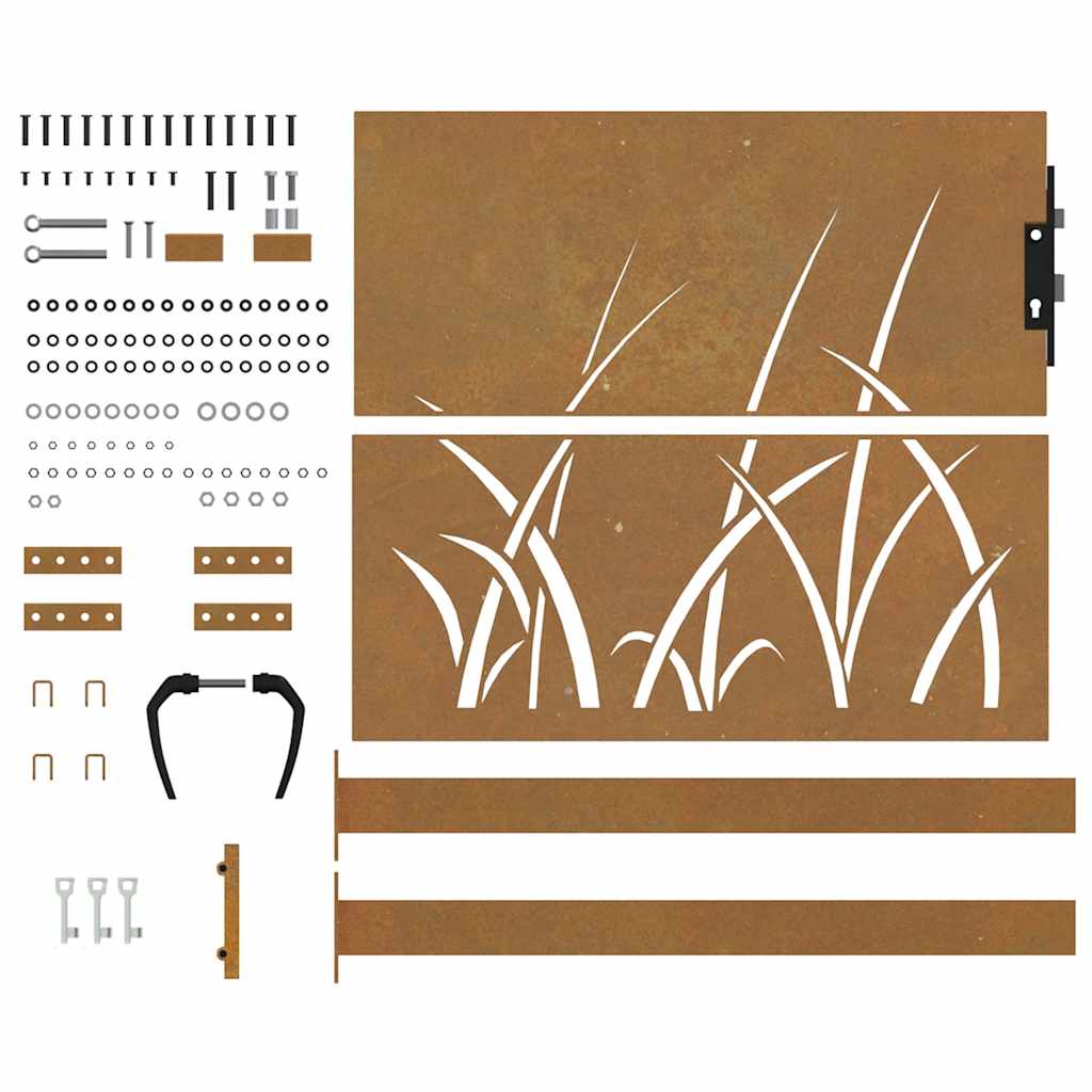 Vrtna vrata 100x100 cm Corten čelik dizajn s travom
