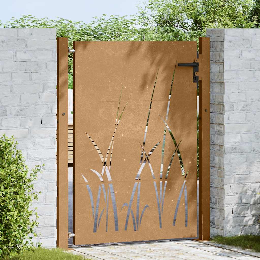 Vrtna vrata 100x150 cm Corten čelik dizajn trave