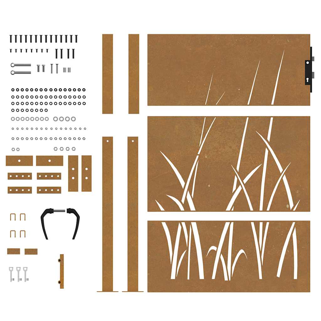 Vrtna vrata 100x150 cm Corten čelik dizajn trave