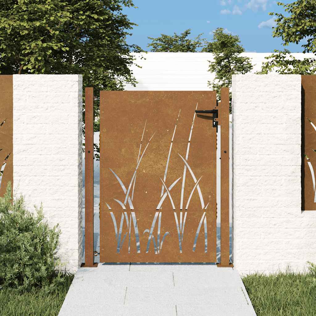 Vrtna vrata 100x150 cm Corten čelik dizajn trave