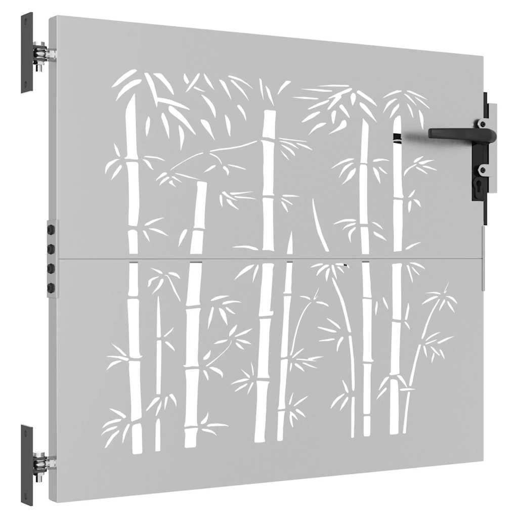 Vrtna vrata 85x100 cm od čelika COR-TEN s uzorkom bambusa