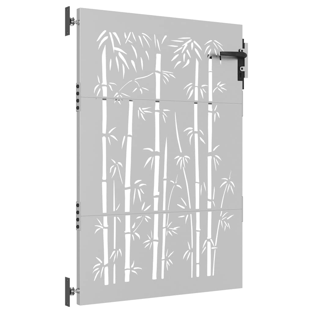 Vrtna vrata 85 x 150 cm od čelika COR-TEN s uzorkom bambusa