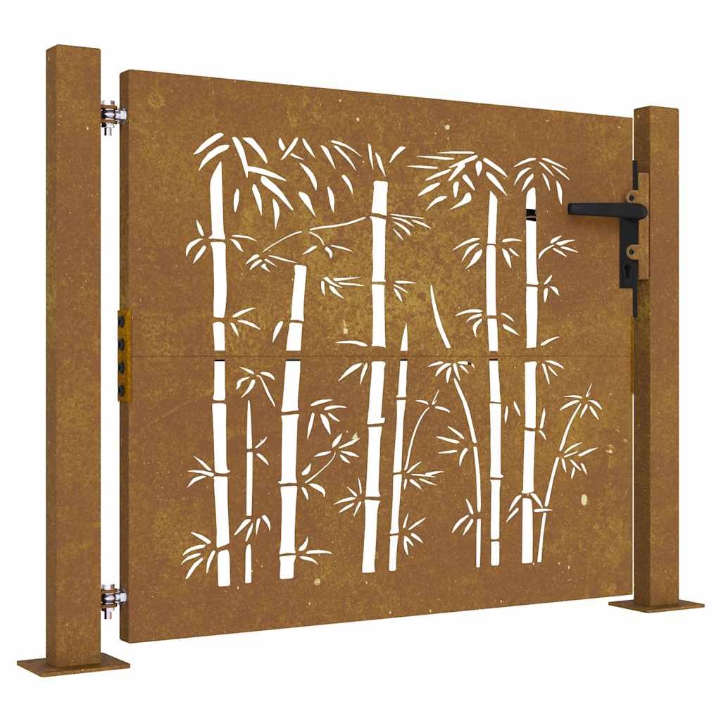 Vrtna vrata 100x75 cm Corten čelik dizajn od bambusa
