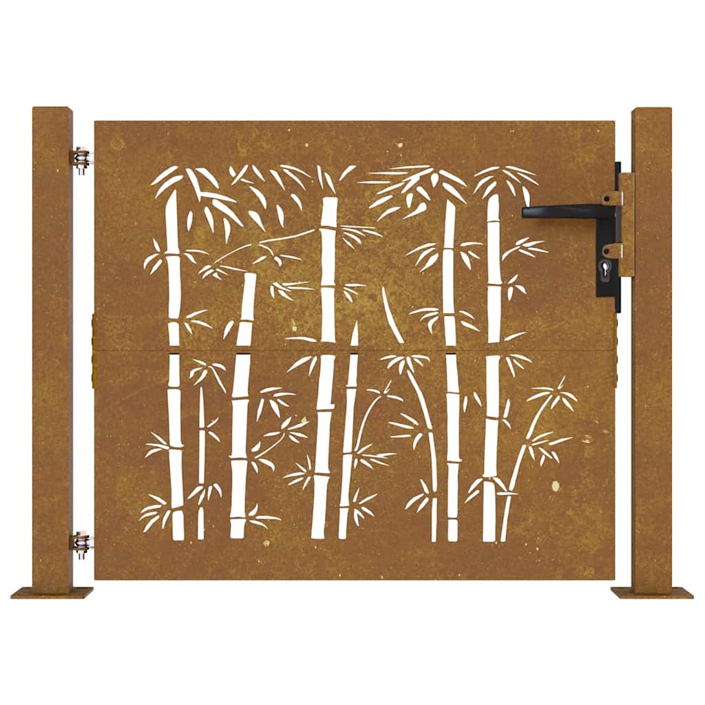 Vrtna vrata 100x75 cm Corten čelik dizajn od bambusa