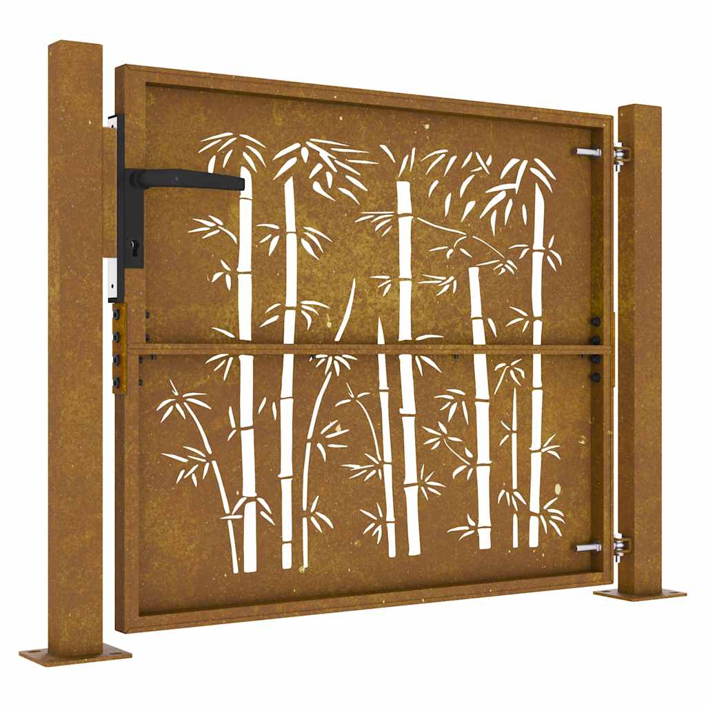 Vrtna vrata 100x75 cm Corten čelik dizajn od bambusa