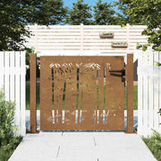 Vrtna vrata 100x75 cm Corten čelik dizajn od bambusa