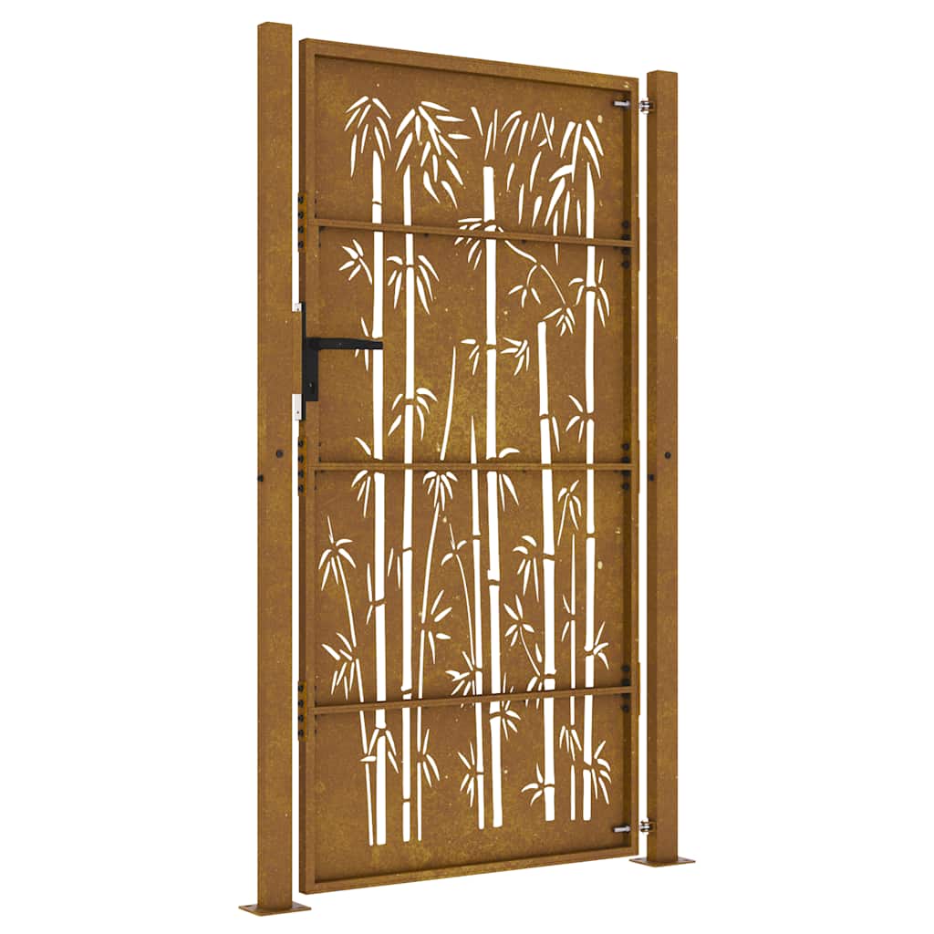 Vrtna vrata 100x200 cm Corten čelik dizajn od bambusa