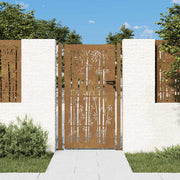 Vrtna vrata 100x200 cm Corten čelik dizajn od bambusa