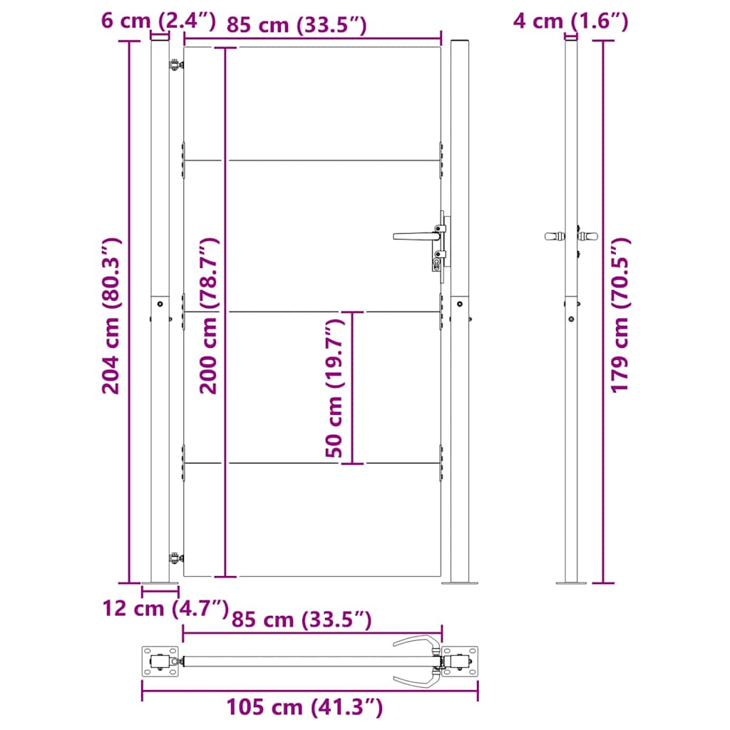 Vrtna vrata 100x200 cm Corten čelik