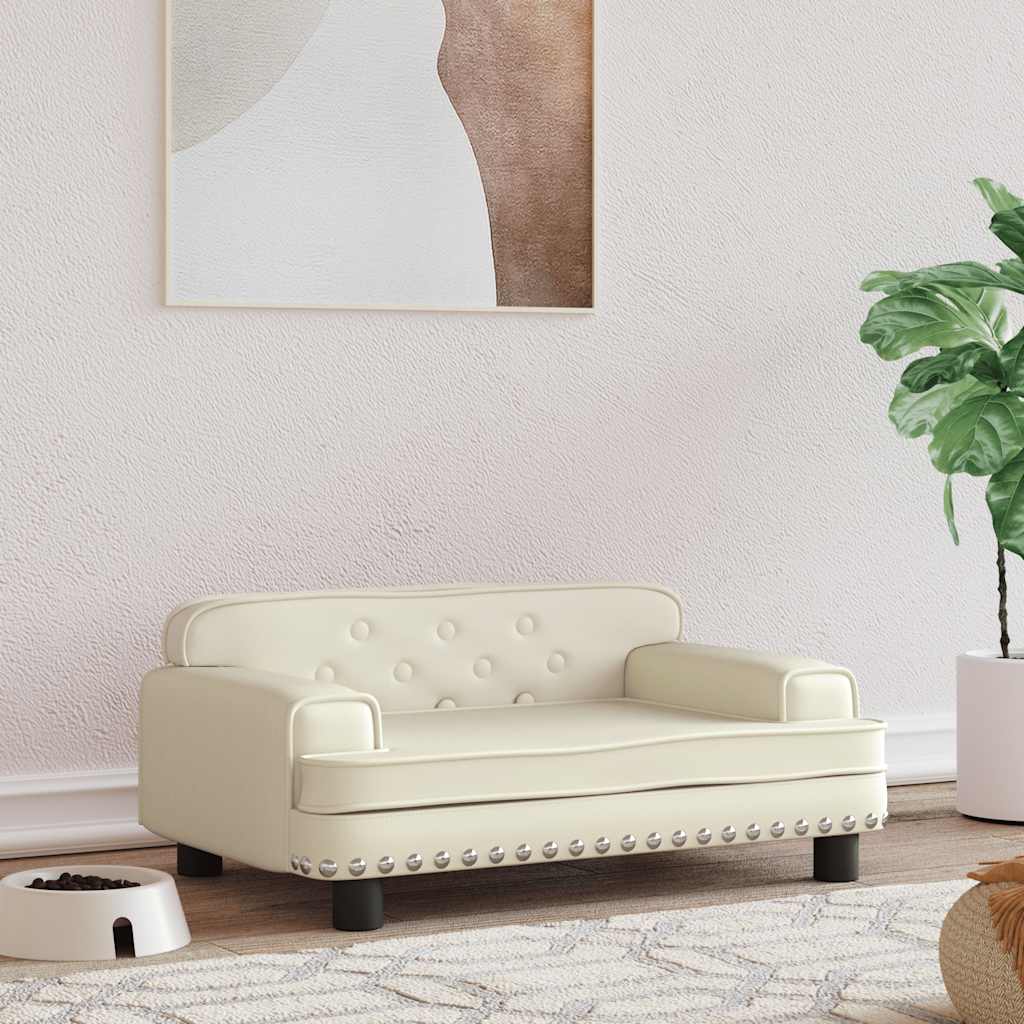 Krevet za pse krem 70 x 45 x 30 cm od umjetne kože