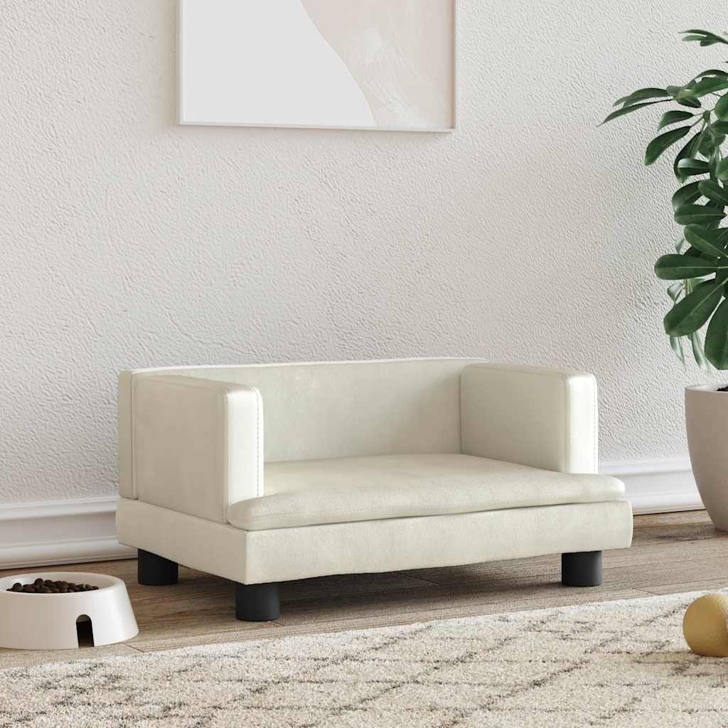 Krevet za pse krem 60 x 40 x 30 cm baršunasti