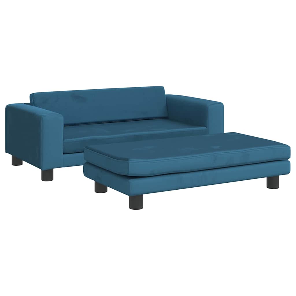Krevet za pse s produžetkom plavi 100 x 50 x 30 cm baršunasti