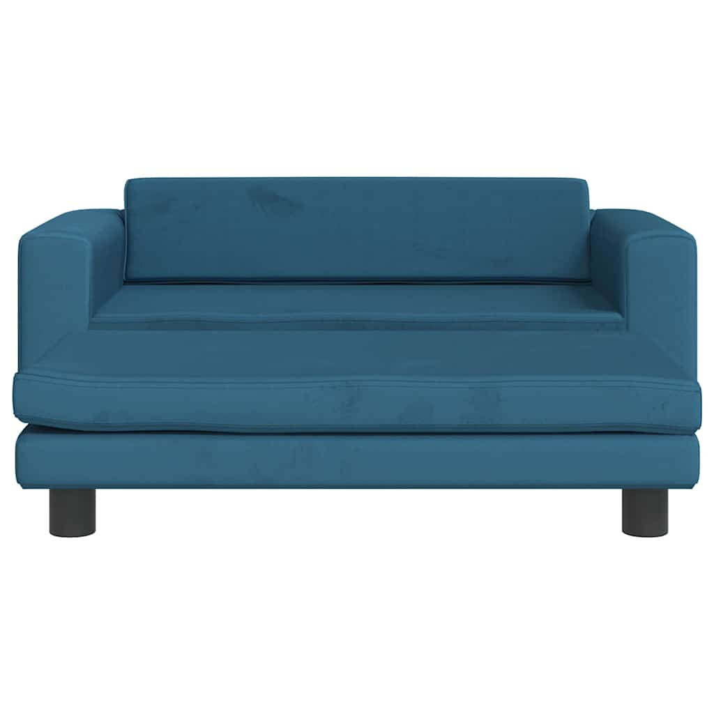 Krevet za pse s produžetkom plavi 100 x 50 x 30 cm baršunasti