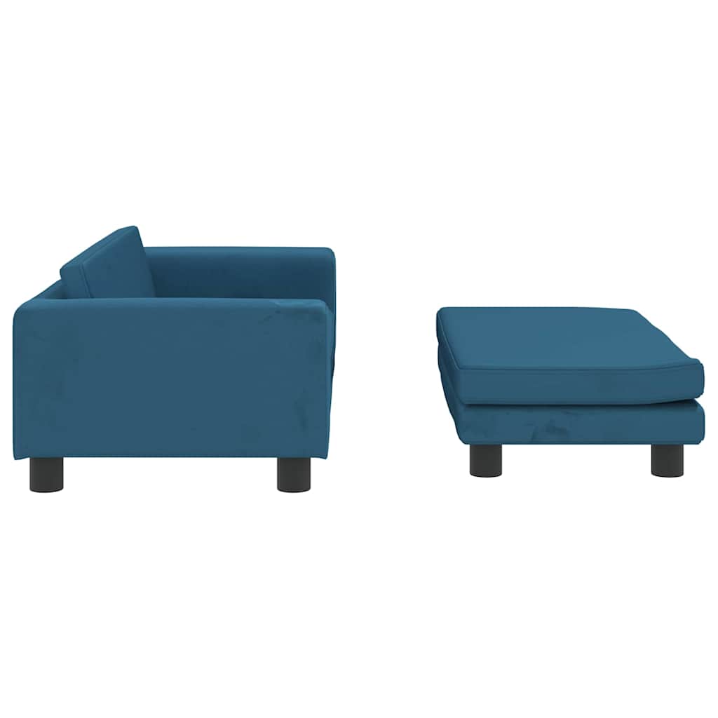 Krevet za pse s produžetkom plavi 100 x 50 x 30 cm baršunasti