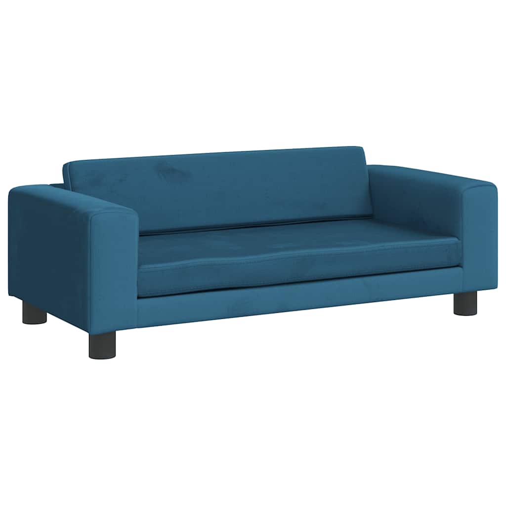 Krevet za pse s produžetkom plavi 100 x 50 x 30 cm baršunasti