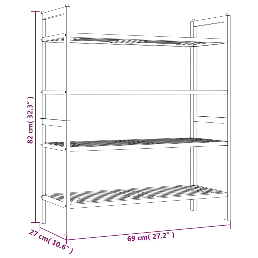 Stalci za cipele 2 kom 69 x 27 x 41 cm od masivnog drva oraha