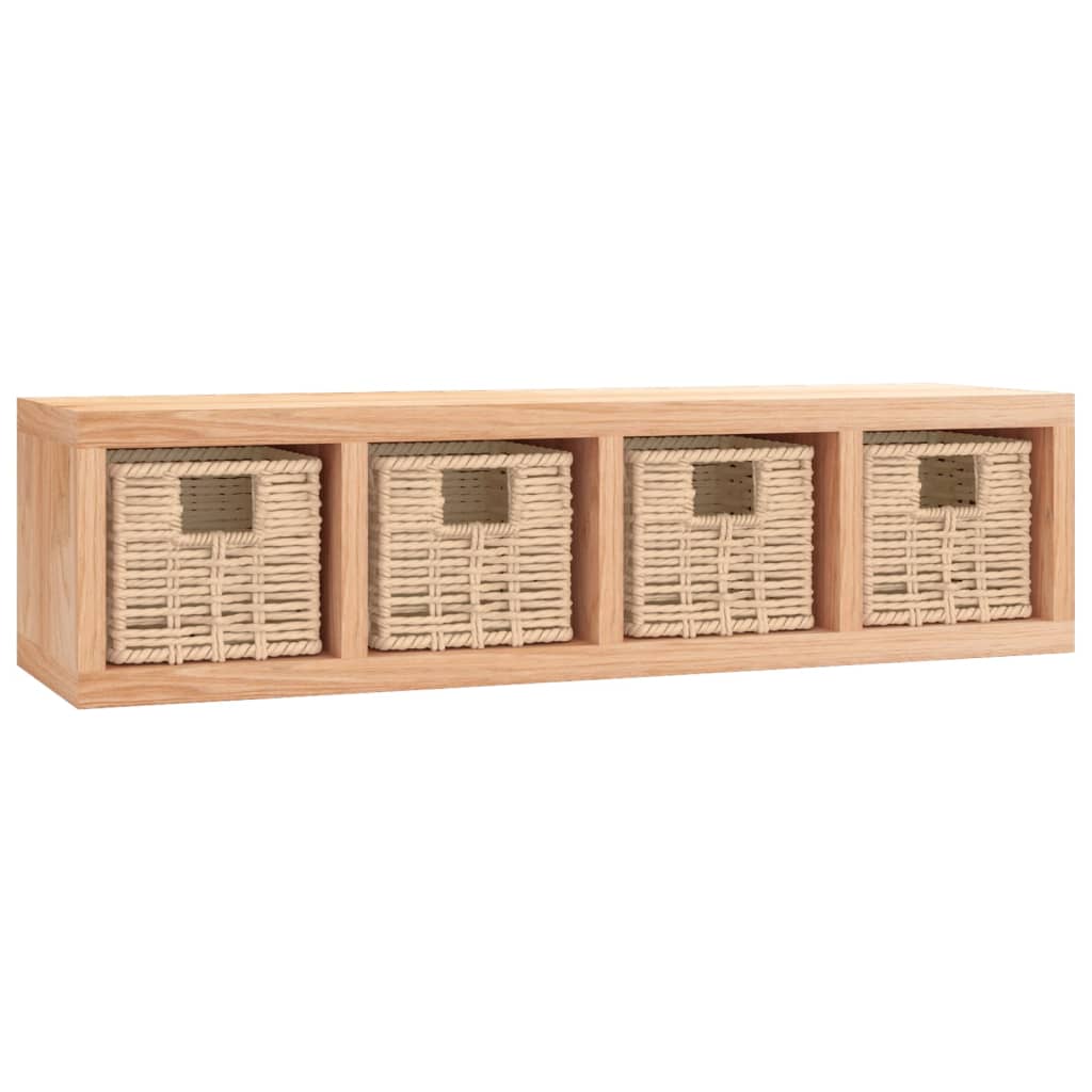 Zidna polica s košarama 62 x 18 x 16 cm od masivnog drva oraha