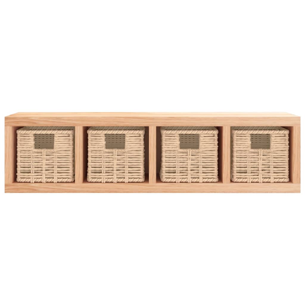 Zidna polica s košarama 62 x 18 x 16 cm od masivnog drva oraha