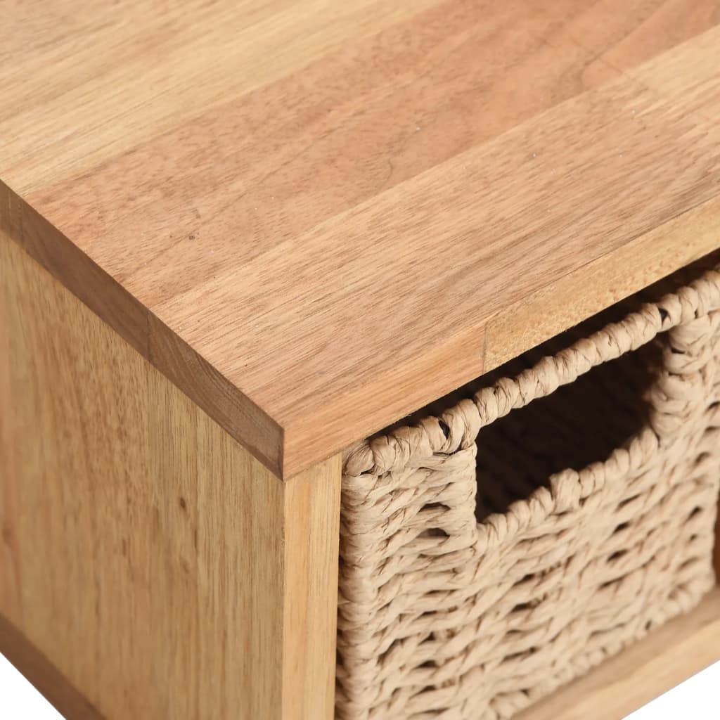 Zidna polica s košarama 62 x 18 x 16 cm od masivnog drva oraha