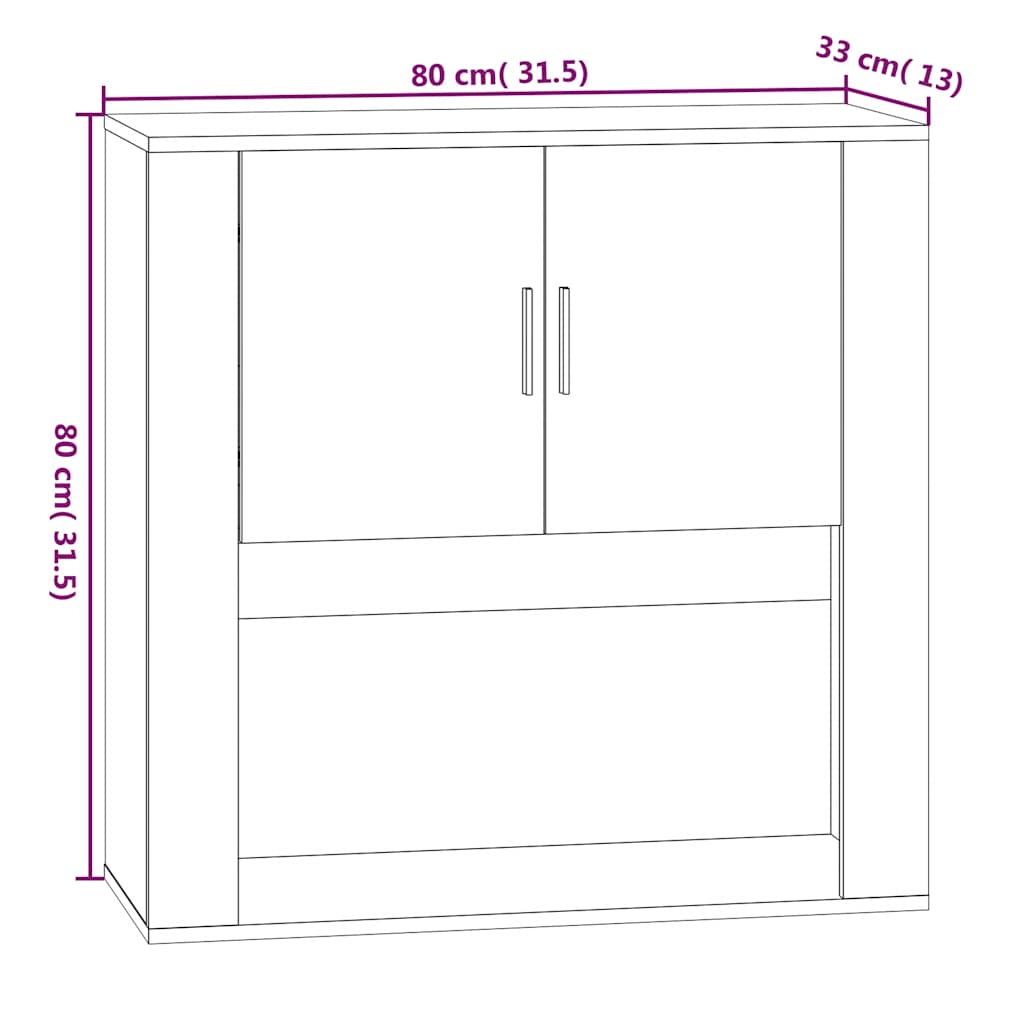 Zidni ormarić siva boja betona 80x33x80 cm konstruirano drvo