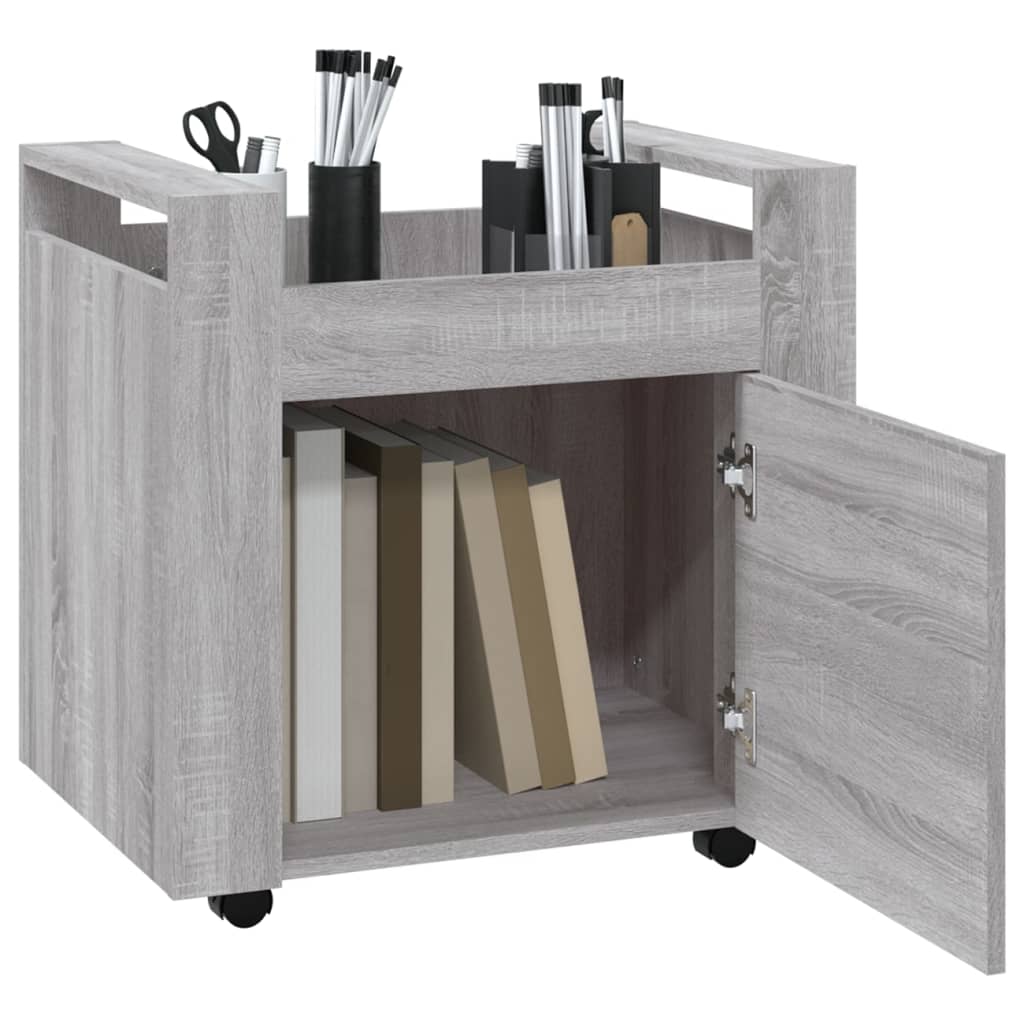 Kolica za radni stol boja sivog hrasta 60 x 45 x 60 cm drvena