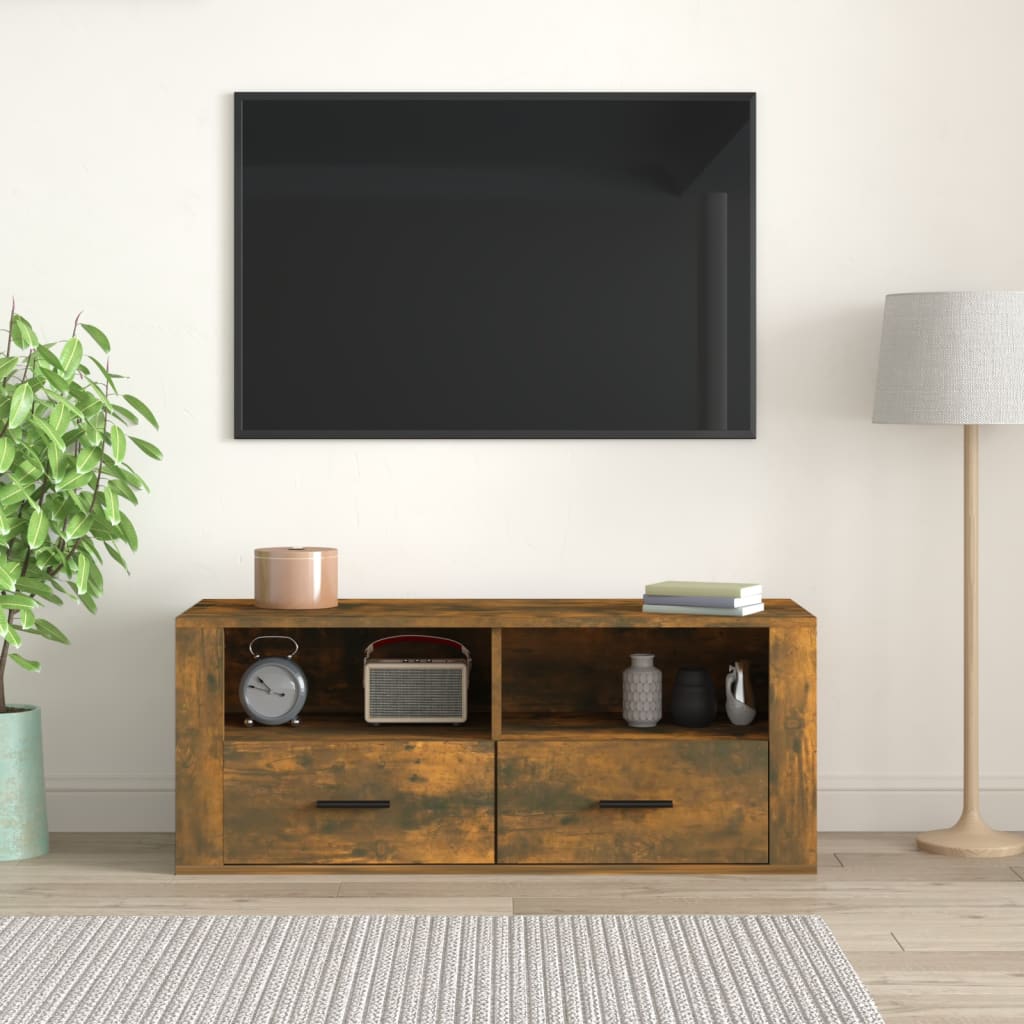 TV ormarić boja dimljenog hrasta 100x35x40 cm konstruirano drvo