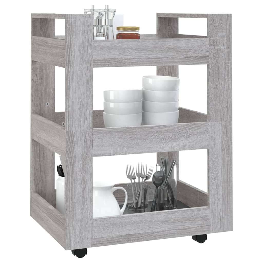 Kuhinjska kolica siva boja hrasta 60x45x80 cm konstruirano drvo