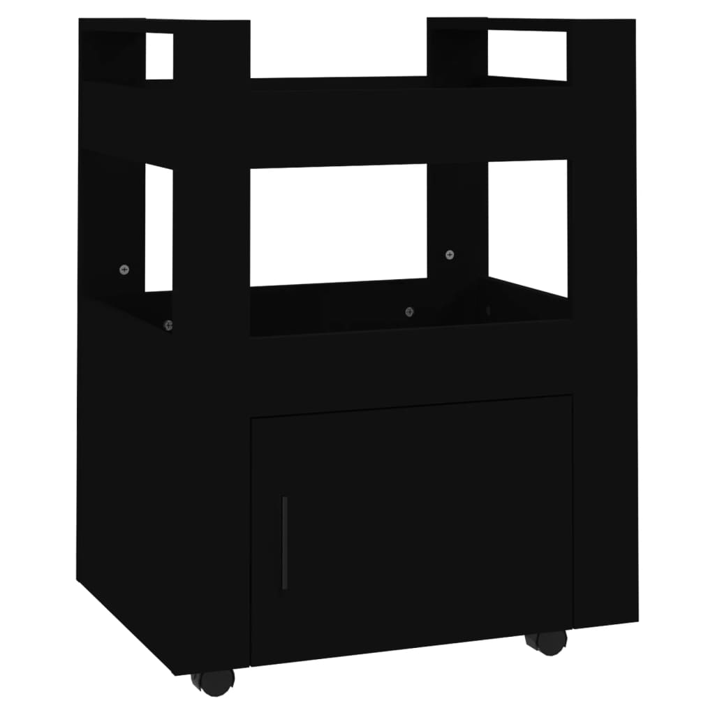 Kuhinjska kolica crna 60 x 45 x 80 cm od konstruiranog drva