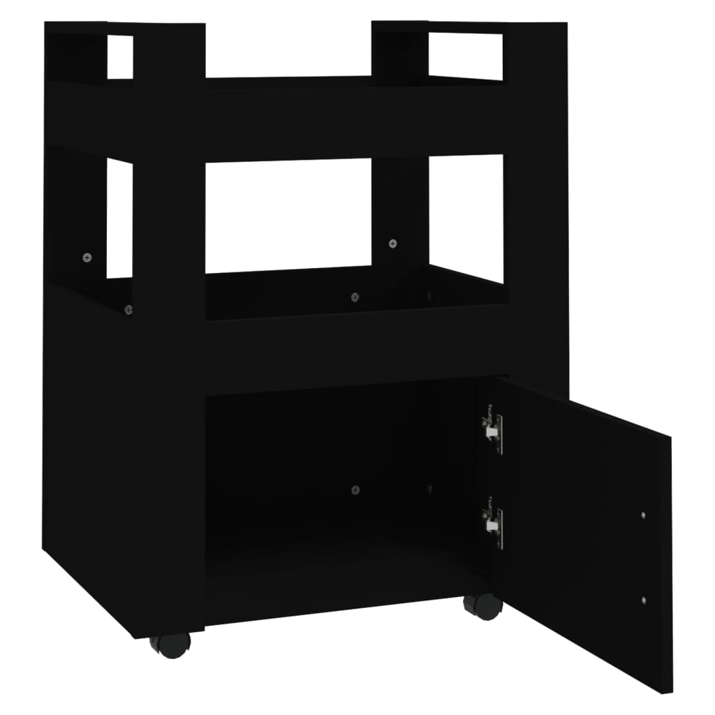 Kuhinjska kolica crna 60 x 45 x 80 cm od konstruiranog drva