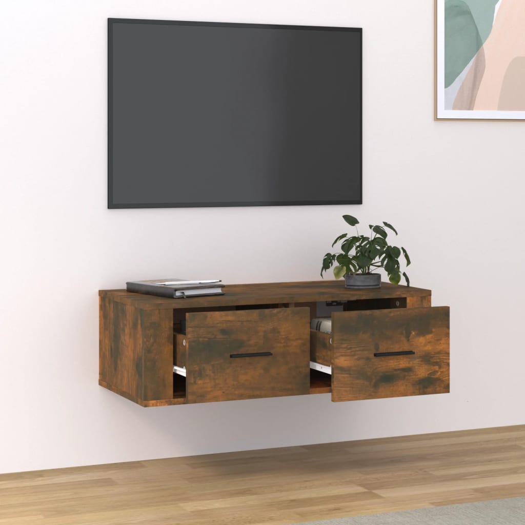 Viseći TV ormarić boja hrasta 80 x 36 x 25 cm konstruirano drvo