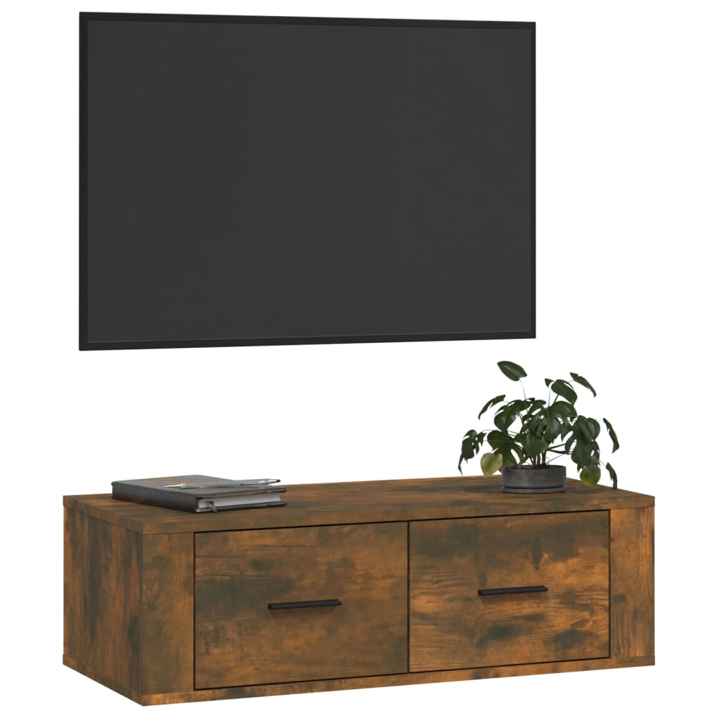 Viseći TV ormarić boja hrasta 80 x 36 x 25 cm konstruirano drvo