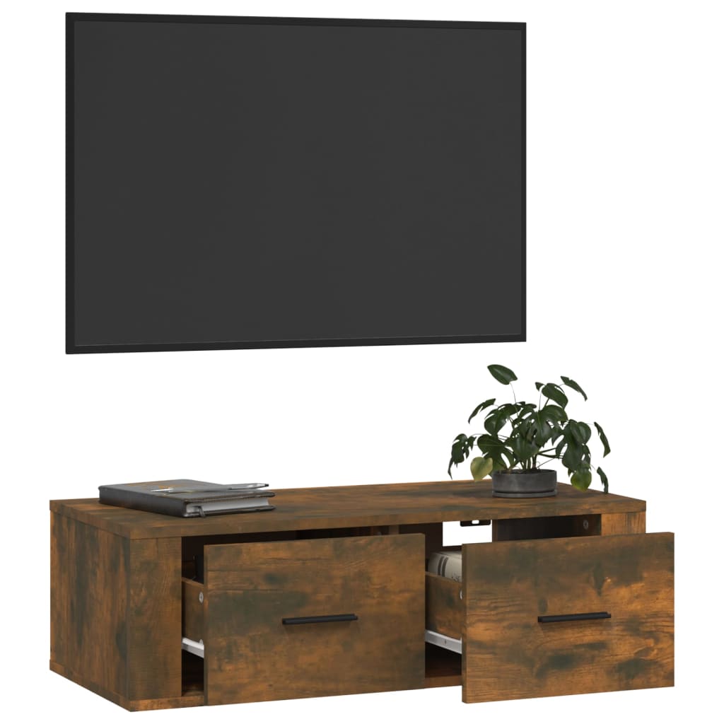 Viseći TV ormarić boja hrasta 80 x 36 x 25 cm konstruirano drvo