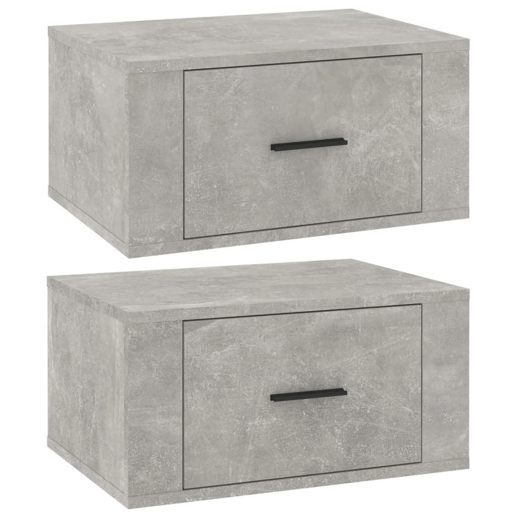 Zidni noćni ormarići 2 kom siva boja betona 50x36x25 cm