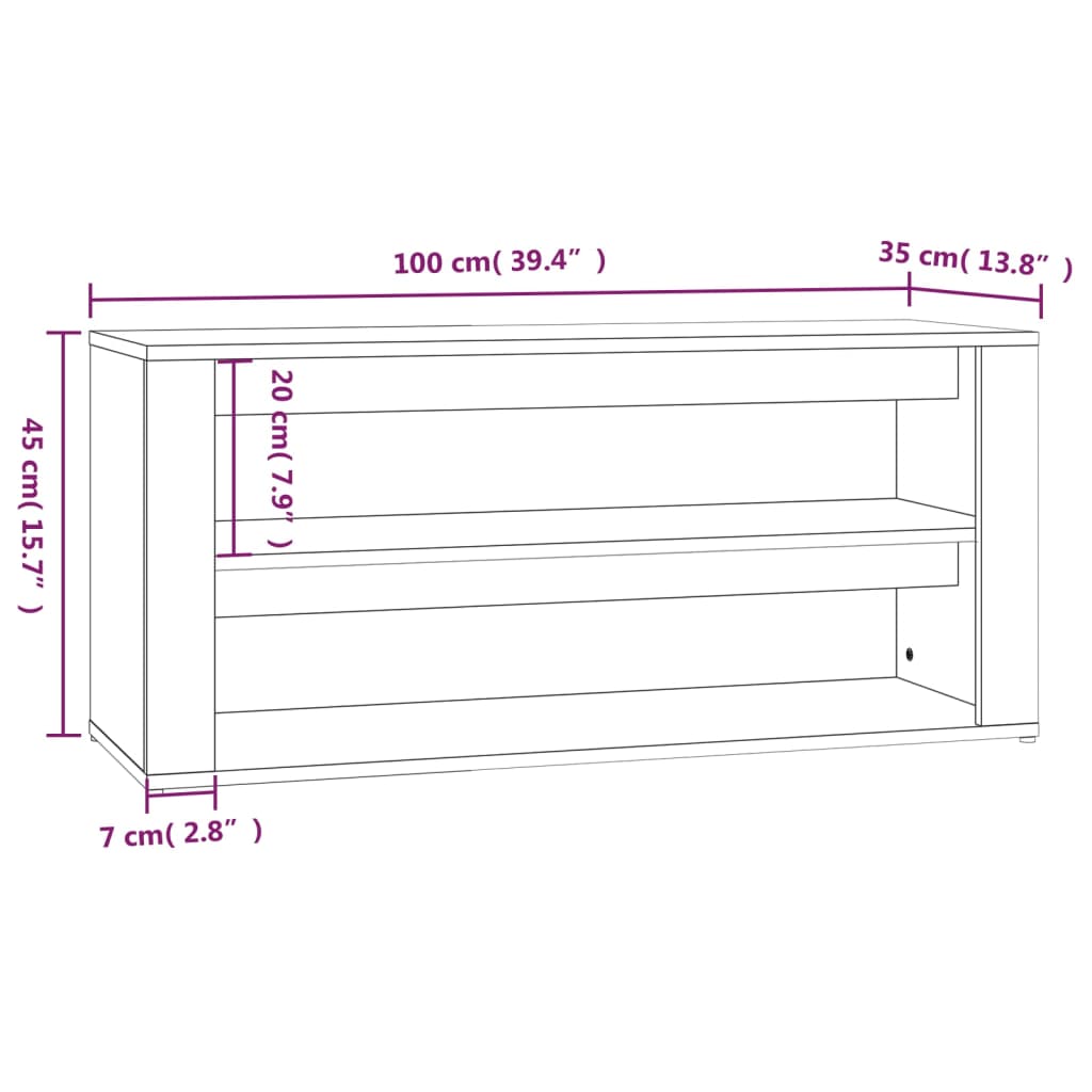 Stalak za cipele crni 100 x 35 x 45 cm od konstruiranog drva