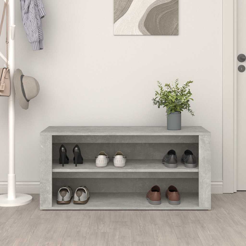Stalak za cipele boja betona 100x35x45 cm konstruirano drvo