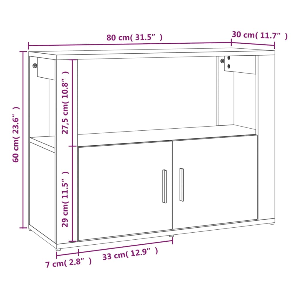 Komoda siva boja betona 80x30x60 cm od konstruiranog drva