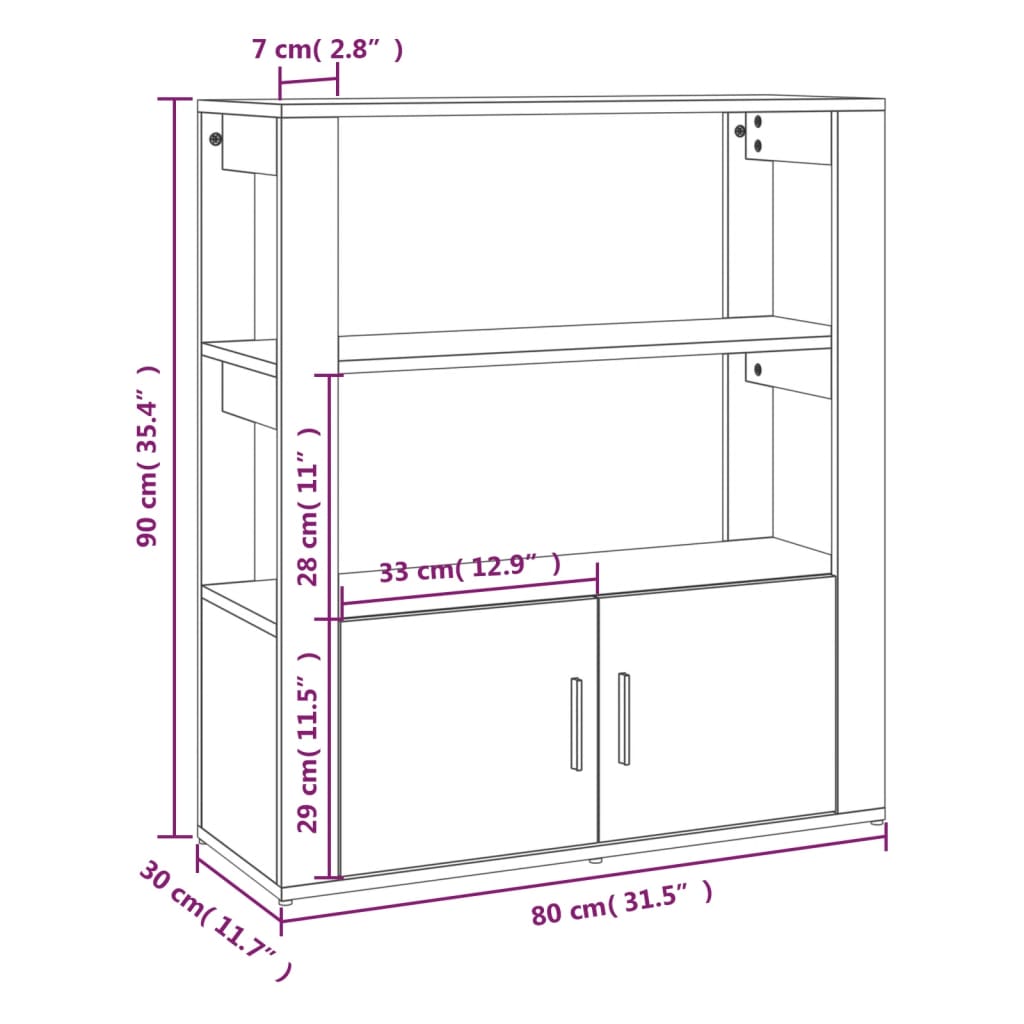 Komoda siva boja betona 80x30x90 cm od konstruiranog drva