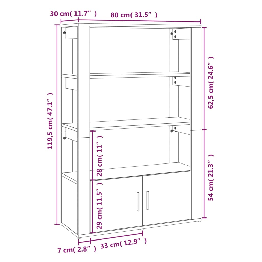 Komoda boja hrasta sonome 80x30x119,5 cm od konstruiranog drva