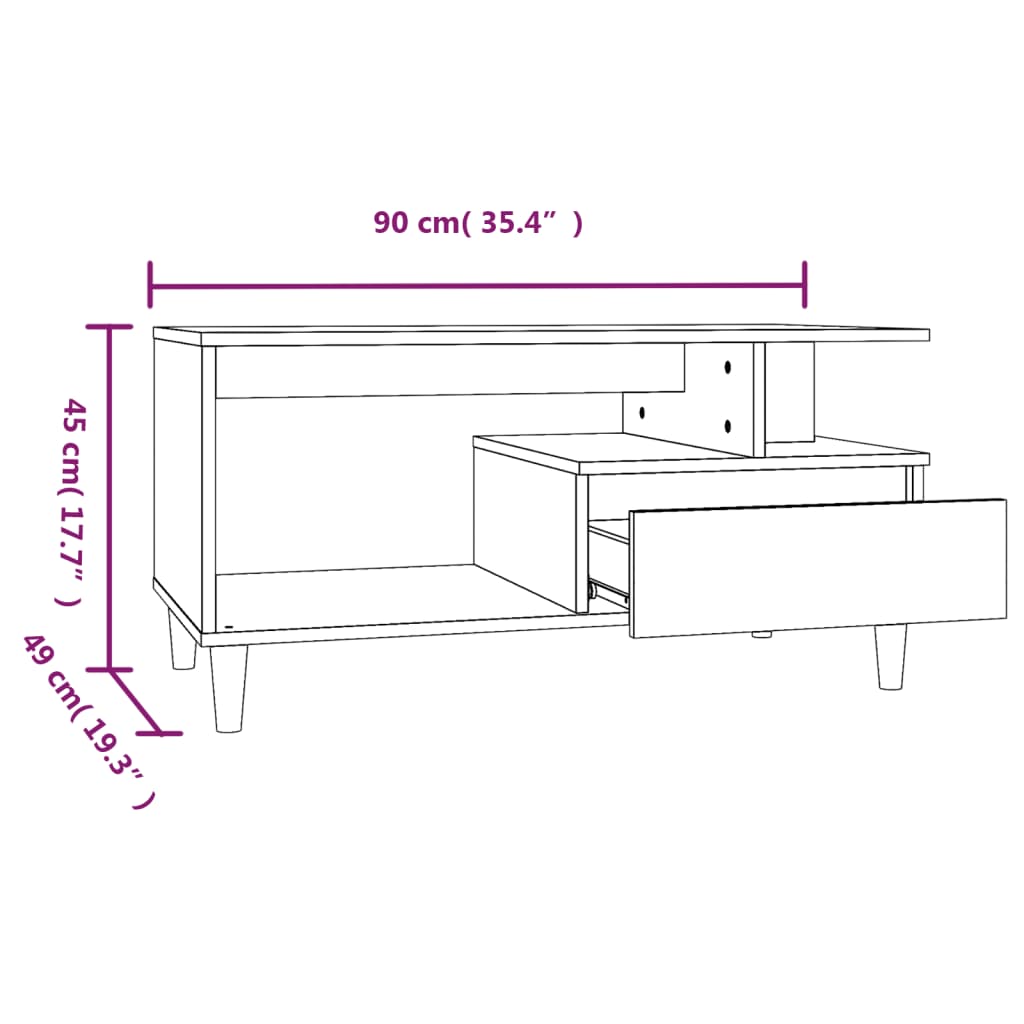 Stolić za kavu smeđi hrast 90x49x45 cm konstruirano drvo