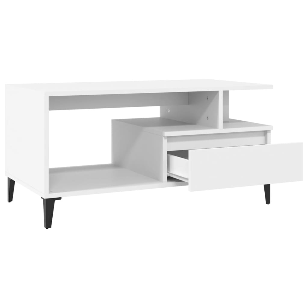 Stolić za kavu bijeli 90 x 49 x 45 cm od konstruiranog drva