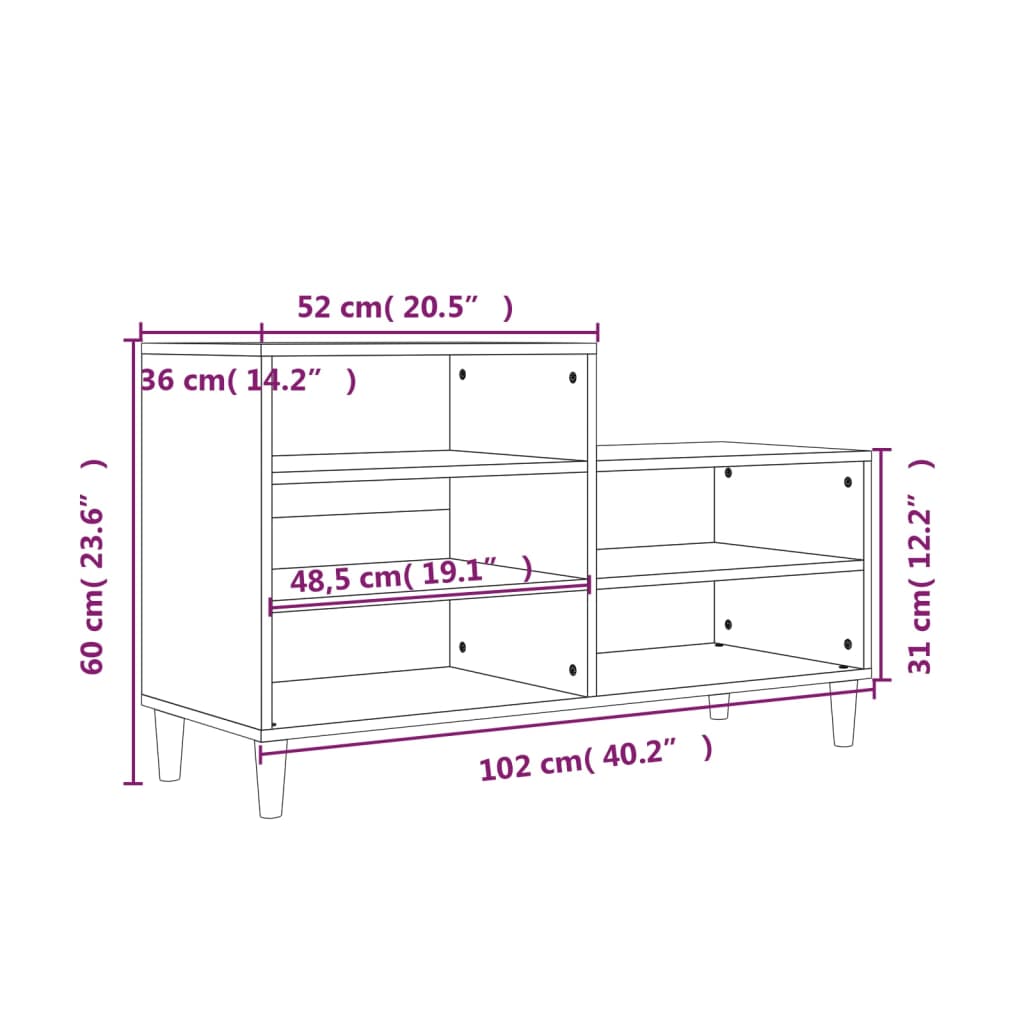Ormarić za cipele bijeli 102 x 36 x 60 cm od konstruiranog drva