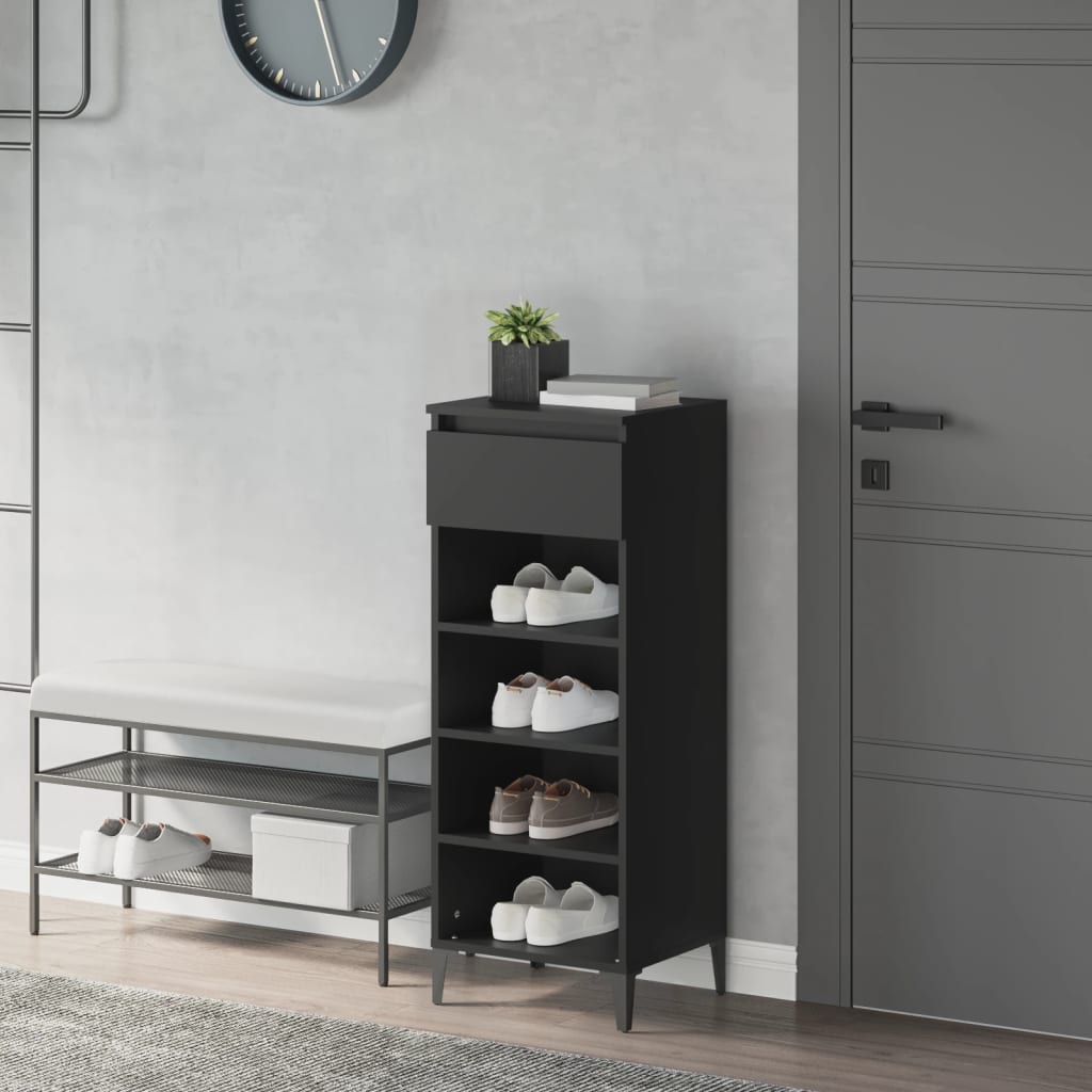 Stalak za cipele crni 40 x 36 x 105 cm od konstruiranog drva