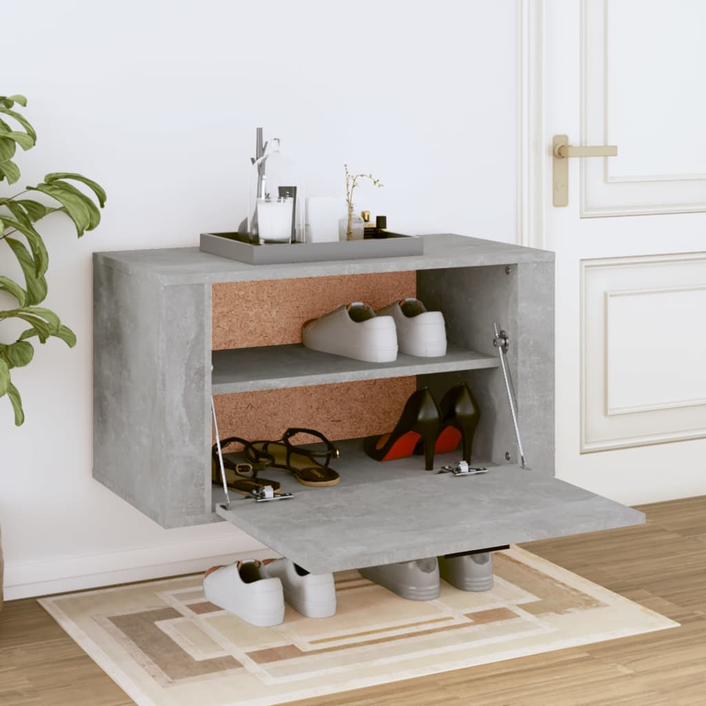 Zidni ormarić za cipele boja betona 70x35x38 konstruirano drvo