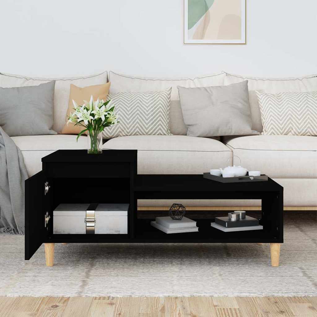 Stolić za kavu crni 100 x 50 x 45 cm od konstruiranog drva Crna