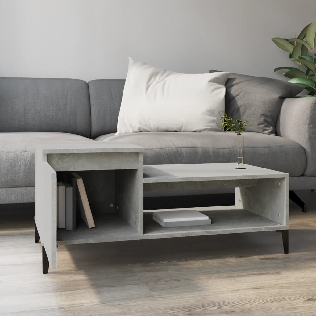 Stolić za kavu boja betona 100x50x45 cm od konstruiranog drva
