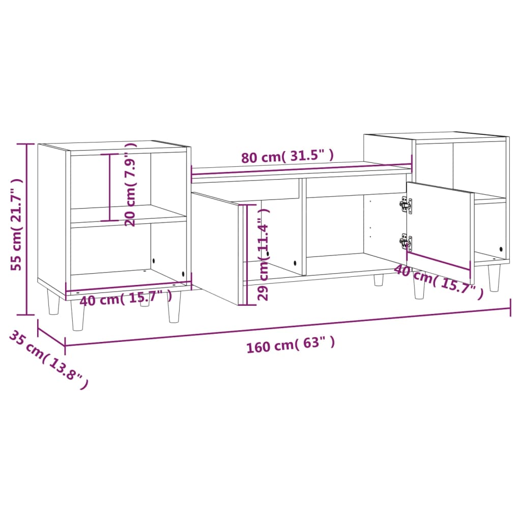 TV ormarić boja smeđeg hrasta 160x35x55 cm konstruirano drvo