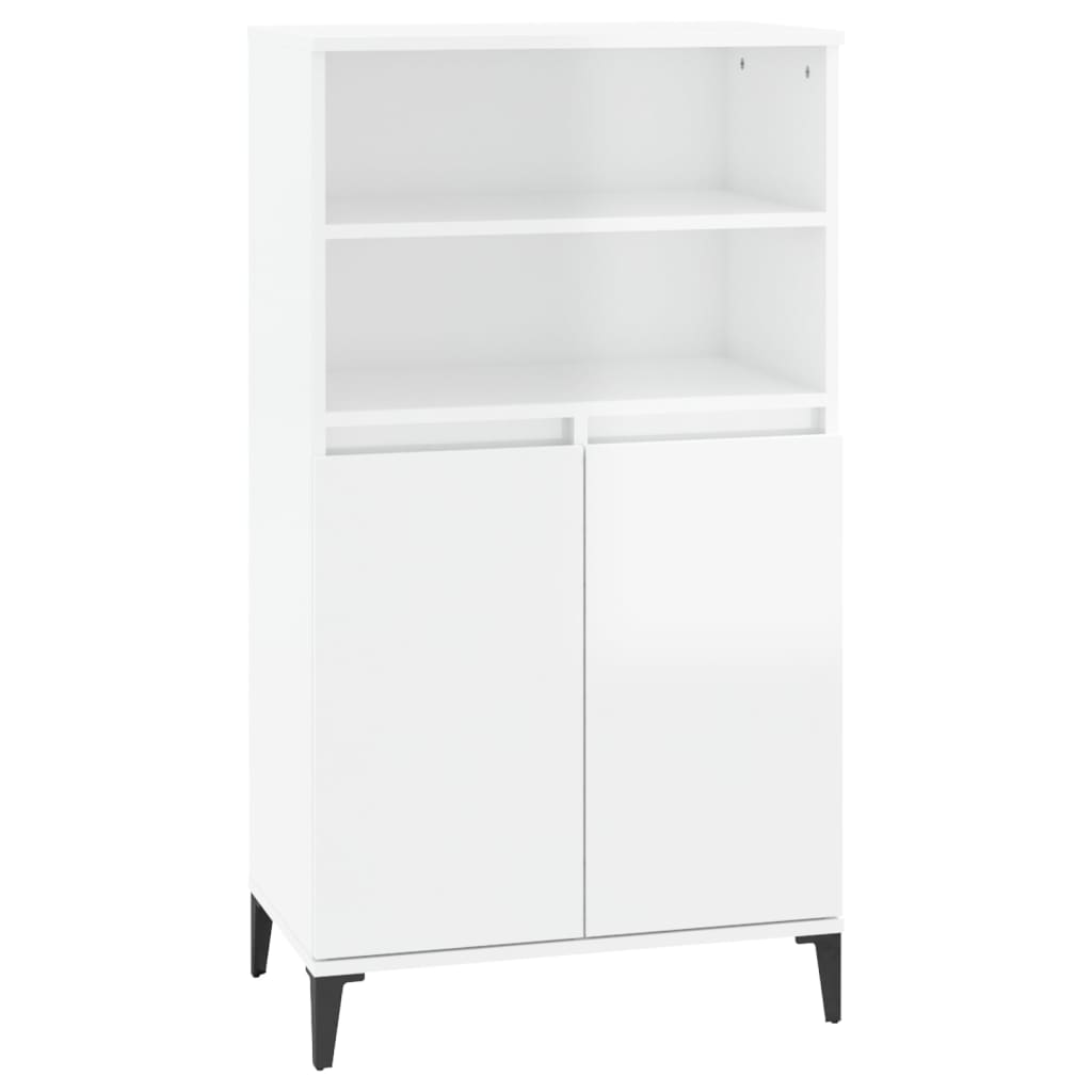Visoka komoda sjajna bijela 60x36x110 cm od konstruiranog drva