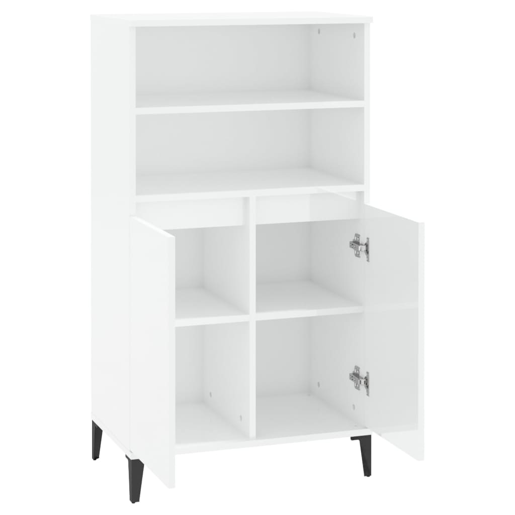 Visoka komoda sjajna bijela 60x36x110 cm od konstruiranog drva