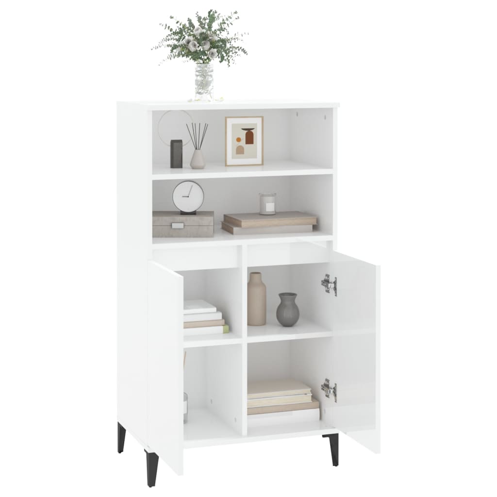 Visoka komoda sjajna bijela 60x36x110 cm od konstruiranog drva