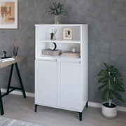 Visoka komoda sjajna bijela 60x36x110 cm od konstruiranog drva